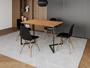 Imagem de Mesa Industrial Base Ferro Preto em  V  Tampo 137x90 Canela 4 Cadeiras Eames Madeira Assento Preto