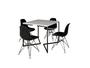 Imagem de Mesa Industrial Base Ferro Preto em  V  Tampo 90x90 Branco  4 Cadeiras Eames Ferro Assento Preto