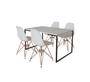 Imagem de Mesa Industrial Base Ferro Preto Tampo 137x90 Branco 4 Cadeiras Eames Ferro Cobre Assento Branco