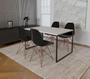 Imagem de Mesa Industrial Base Ferro Preto Tampo 137x90 Branco 4 Cadeiras Eames Ferro Cobre Assento Preto