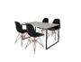 Imagem de Mesa Industrial Base Ferro Preto Tampo 137x90 Branco 4 Cadeiras Eames Ferro Cobre Assento Preto