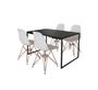 Imagem de Mesa Industrial Base Ferro Preto Tampo 137x90 Preto 4 Cadeiras Eames Ferro Cobre Assento Branco