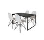 Imagem de Mesa Industrial Base Ferro Preto Tampo 137x90 Preto 4 Cadeiras Eames Ferro Preto  Assento Branco