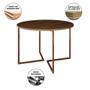 Imagem de Mesa Industrial Jantar Amêndoa 110cm Redonda Base V com 4 Poltronas Brancas Eames Eiffel Base Cobre