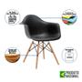 Imagem de Mesa Industrial Jantar Amêndoa Quadrada 90cm Base Cobre V com 4 Poltronas Pretas Eames Eiffel Madeir
