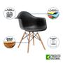 Imagem de Mesa Industrial Jantar Branca Quadrada 90cm Base Cobre V com 4 Poltronas Pretas Eames Eiffel Madeira