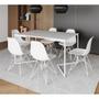 Imagem de Mesa Industrial Jantar Retangular 137x90cm Branca Base V com 6 Cadeiras Eames Eiffel Brancas Ferro B
