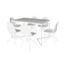 Imagem de Mesa Industrial Jantar Retangular 137x90cm Branca Base V com 6 Cadeiras Eames Eiffel Brancas Ferro B