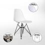 Imagem de Mesa Industrial Jantar Retangular 137x90cm Canela Base V com 6 Cadeiras Eames Eiffel Brancas Ferro P
