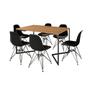 Imagem de Mesa Industrial Jantar Retangular 137x90cm Canela Base V com 6 Cadeiras Eames Eiffel Pretas Ferro Pr