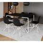 Imagem de Mesa Industrial Jantar Retangular 137x90cm Preta Base V com 6 Cadeiras Eames Eiffel Pretas Ferro Bra