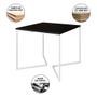 Imagem de Mesa Industrial Quadrada Jantar Preta 90cm Base V com 4 Cadeiras Brancas Eames Eiffel Ferro Branco