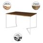 Imagem de Mesa Industrial Retangular Amêndoa Base V 137x90cm 6 Cadeiras Estofadas Eames Caramelo Aço Branco