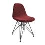 Imagem de Mesa Industrial Retangular Base V 137x90cm Branca C/ 6 Cadeiras Estofadas Vermelhas Eiffel Aço Preto