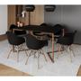 Imagem de Mesa Industrial Retangular Jantar 137x90cm Preta Base Cobre V com 6 Poltronas Pretas Eames Eiffel Ma