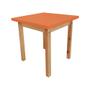 Imagem de Mesa Infantil 65x65cm Laranja Linha Colorê Base em Madeira Maciça Pinus