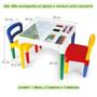 Imagem de Mesa Infantil Didática Conjunto com 2 Cadeiras Educativa Mesinha Escola Presente Infantil Desenho Brincar Aprender Comer Atividade Colorida