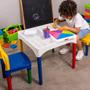 Imagem de Mesa Infantil Didática Conjunto com 2 Cadeiras Educativa Mesinha Escola Presente Infantil Desenho Brincar Aprender Comer Atividade Colorida