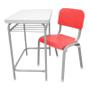 Imagem de Mesa Infantil Escolar Com Cadeira Reforçadas Lg Flex Vermelha