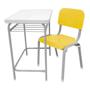 Imagem de Mesa Infantil Escolar Com Cadeira WP Kids Reforçadas Lg Flex Amarela