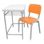 Imagem de Mesa Infantil Escolar Com Cadeira WP Kids Reforçadas Lg Flex Laranja T3