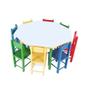 Imagem de Mesa Infantil Oitavada com 8 Cadeiras em Madeira 5018 Carlu