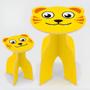 Imagem de Mesa infantil tiger madeira mesinha didatica com cadeira banquinho desmontavel kit amarela animalkids junges