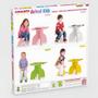 Imagem de Mesa infantil tiger madeira mesinha didatica com cadeira banquinho desmontavel kit amarela animalkids junges