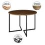 Imagem de Mesa Jantar Industrial Amêndoa 110cm Redonda Base V Ferro Preto com 4 Poltronas Eiffel Brancas Madei