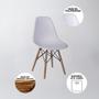 Imagem de Mesa Jantar Industrial Amêndoa 90x90cm Base V Ferro Branco com 4 Cadeiras Eames Eiffel Madeira Branc