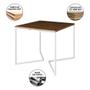 Imagem de Mesa Jantar Industrial Amêndoa 90x90cm Base V Ferro Branco com 4 Cadeiras Eames Eiffel Madeira Branc
