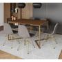 Imagem de Mesa Jantar Industrial Amêndoa Base V Dourada 137x90cm 6 Cadeiras Dourada Estofadas Grafite