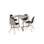 Imagem de Mesa Jantar Industrial Base Cobre V 90cm Quadrada Branca C/ 4 Cadeiras Cobre Eames Estofada Grafite
