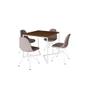 Imagem de Mesa Jantar Industrial Base V 90cm Quadrada Amêndoa C/ 4 Cadeiras Ferro Branco Eames Estofada Nude M