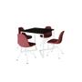 Imagem de Mesa Jantar Industrial Base V 90cm Quadrada Preta C/ 4 Cadeiras Ferro Branco Eames Estofada Vermelho