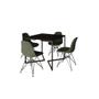 Imagem de Mesa Jantar Industrial Base V 90cm Quadrada Preta C/ 4 Cadeiras Ferro Preto Eames Estofada Verde