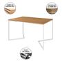 Imagem de Mesa Jantar Industrial com 4 Cadeiras Estofada Caramelo Madeira Tampo Canela 120x75 Base V Aço Branc