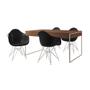 Imagem de Mesa Jantar Industrial Filadélfia Amêndoa 137x90cm com 4 Poltronas Eames Eiffel Pretas Base Ferro Br