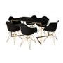 Imagem de Mesa Jantar Industrial Preta 137x90cm Base V com 6 Poltronas Eames Eiffel Daw Pretas Base Dourada