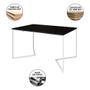 Imagem de Mesa Jantar Industrial Preta Base V Aço Branco 137x90cm C/ 6 Cadeiras Madeira Estofadas Vermelhas