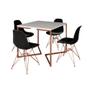 Imagem de Mesa Jantar Industrial Quadrada 90cm Branca Base Cobre V com 4 Cadeiras Pretas Eames Eiffel Pés Cobr