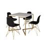 Imagem de Mesa Jantar Industrial Quadrada 90cm Branca Base V com 4 Cadeiras Eames Eiffel Pretas Base Dourada