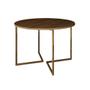 Imagem de Mesa Jantar Industrial Redonda 110cm Amêndoa Base V Dourada com 4 Cadeiras Eames Eiffel Brancas Base