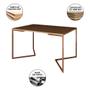 Imagem de Mesa Jantar Industrial Retangular 137x90cm Amêndoa Base V com 6 Cadeiras Eames Eiffel Brancas Base C