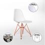 Imagem de Mesa Jantar Industrial Retangular 137x90cm Amêndoa Base V com 6 Cadeiras Eames Eiffel Brancas Base C