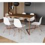 Imagem de Mesa Jantar Industrial Retangular 137x90cm Amêndoa Base V com 6 Cadeiras Eames Eiffel Brancas Base C