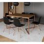 Imagem de Mesa Jantar Industrial Retangular 137x90cm Amêndoa Base V com 6 Cadeiras Eames Eiffel Pretas Base Co