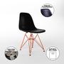 Imagem de Mesa Jantar Industrial Retangular 137x90cm Amêndoa Base V com 6 Cadeiras Eames Eiffel Pretas Base Co