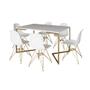 Imagem de Mesa Jantar Industrial Retangular 137x90cm Branca Base V com 6 Cadeiras Eames Eiffel Brancas Base Do