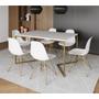 Imagem de Mesa Jantar Industrial Retangular 137x90cm Branca Base V com 6 Cadeiras Eames Eiffel Brancas Base Do